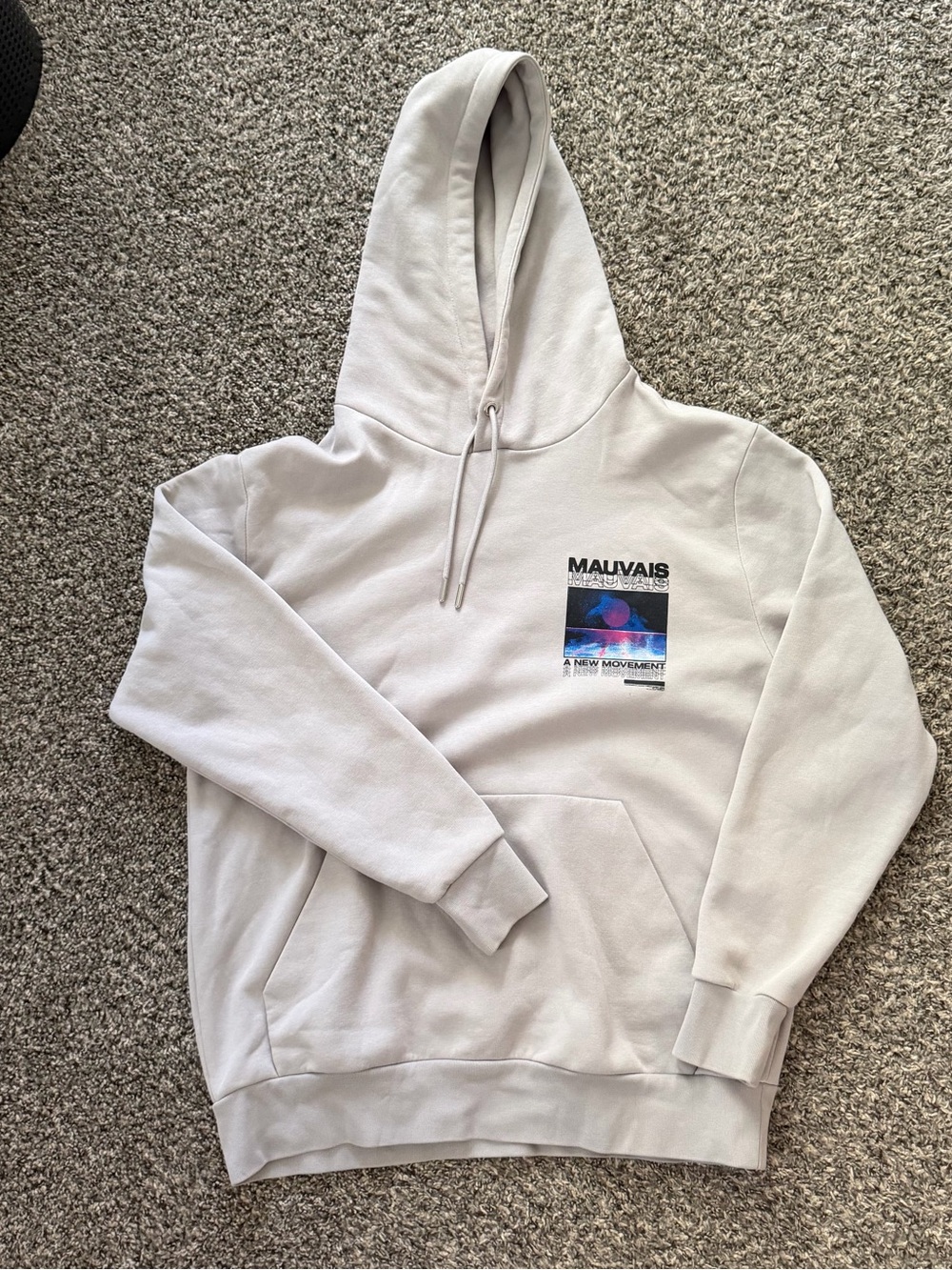 Mauvais Light Gray Graphic Hoodie - Men's Pullover Hoodie